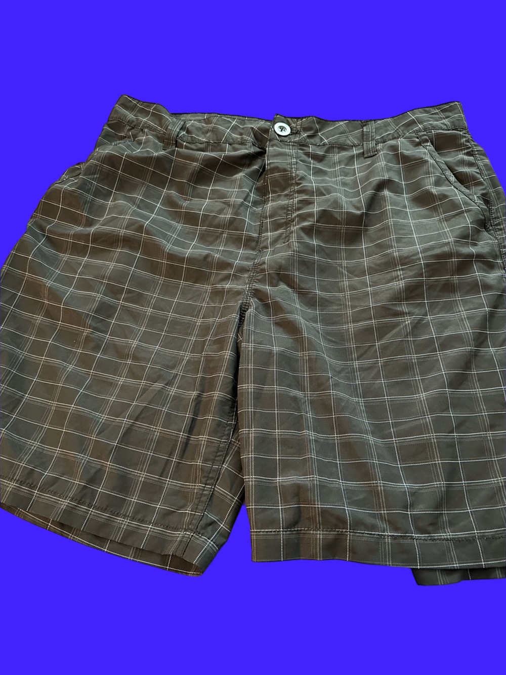 Men's Black Plaid Swim Hybrids - Lightweight Quick-Dry